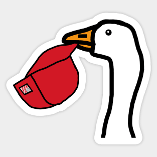 Minimal Portrait Goose Stealing Red Hat Sticker